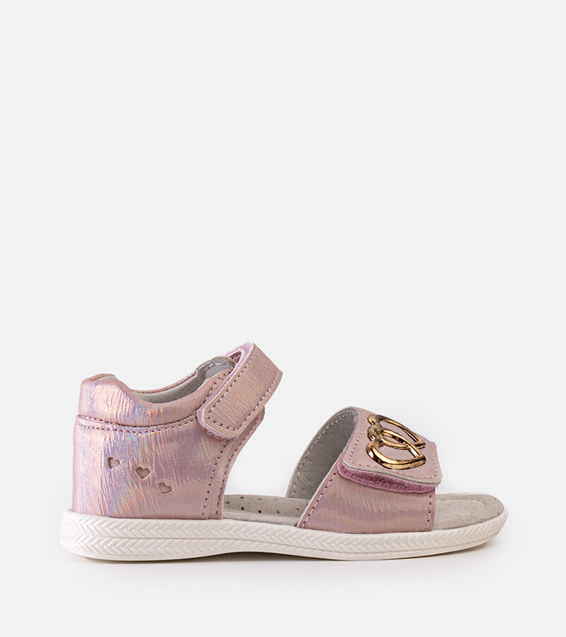 Růžové dětské sandály s koženou vložkou Minka