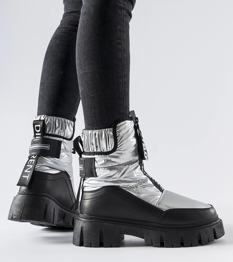 Stříbro-černé zateplené sněžné boty Moorhead
