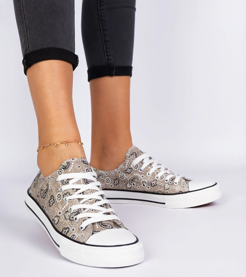 Hnědé dámské látkové tenisky v aztéckém stylu Kalusa