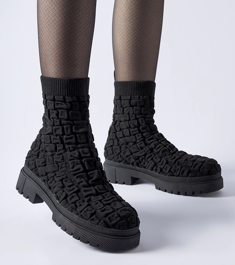 Černé kotníčkové boty s ponožkovým svrškem Arlington NS268P BLACK