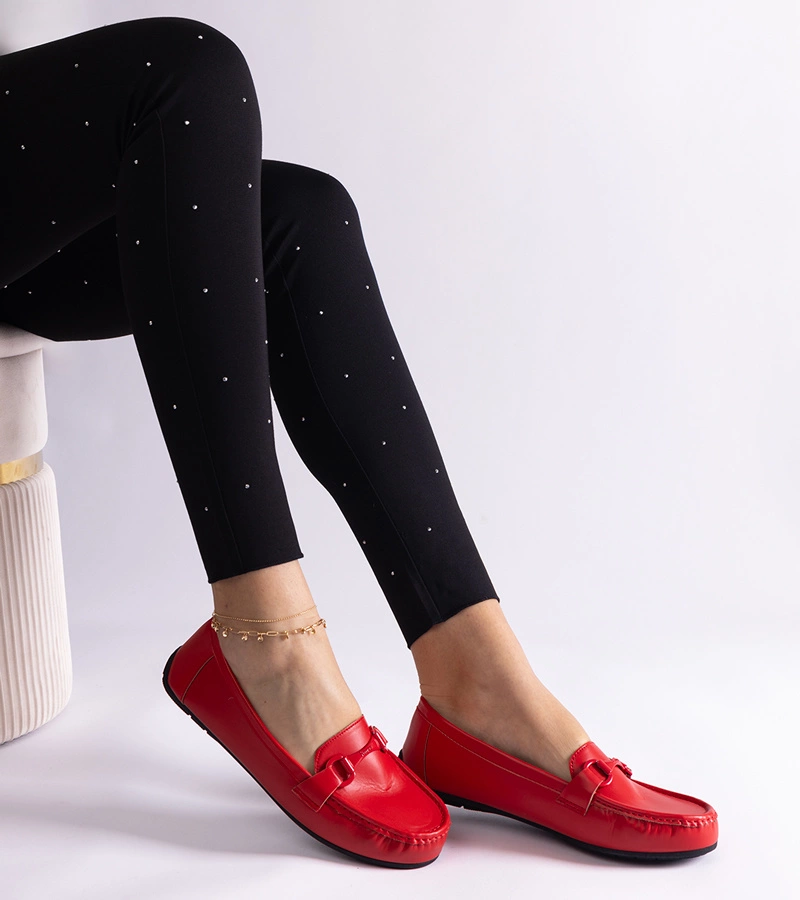 Červené klasické mokasíny z eko kůže Pelayo