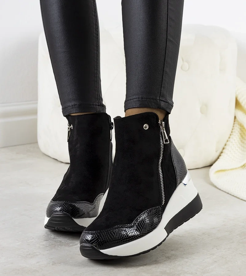 Černé tenisky Asya na podpatcích