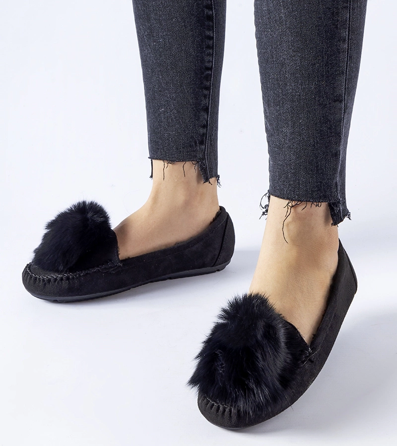 Černé zateplené pantofle s mašlí Marchetti