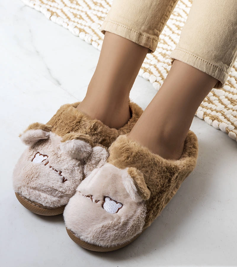 Béžové měkké pantofle Lucky Teddy