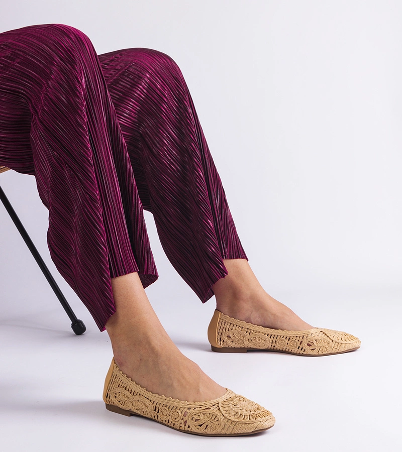 Béžové pletené baleríny Salinela