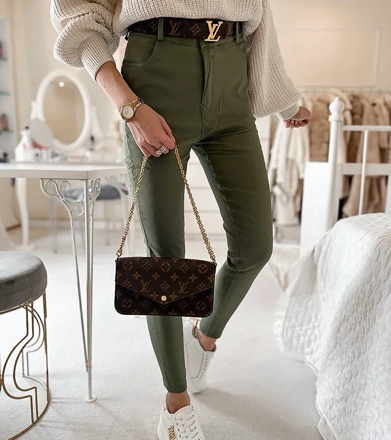 Zelené strečové kalhoty Riquier