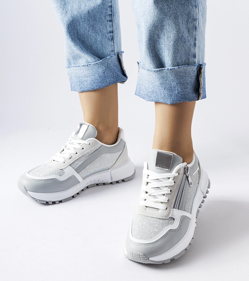 Šedostříbrné dámské tenisky Camuzzoni