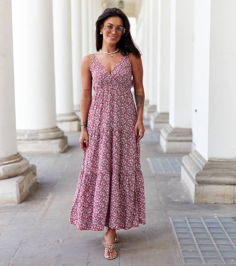 Červené květinové šaty Mazzaro