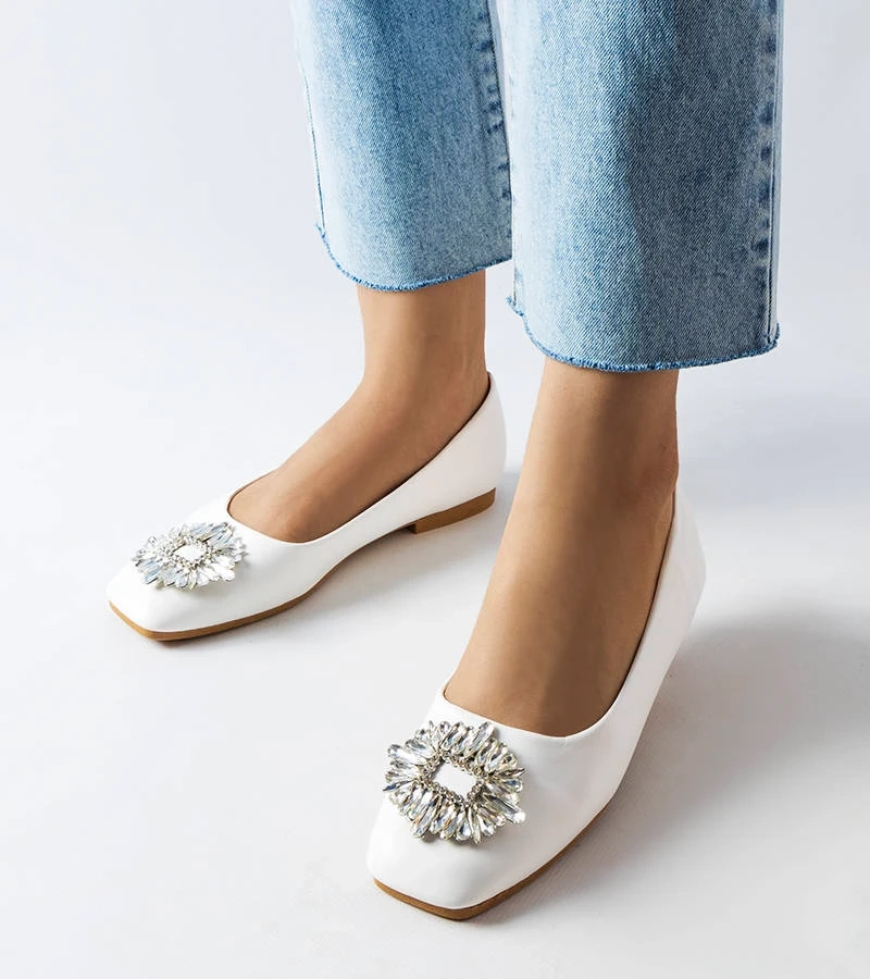 Bílé mokasíny se zirkony Hillview