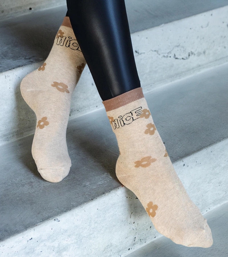 Beige teplé ponožky Sella