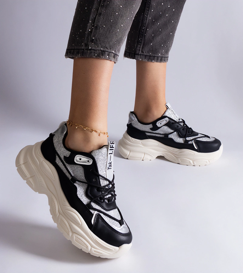 Černé tenisky s třpytivými prvky Rigel