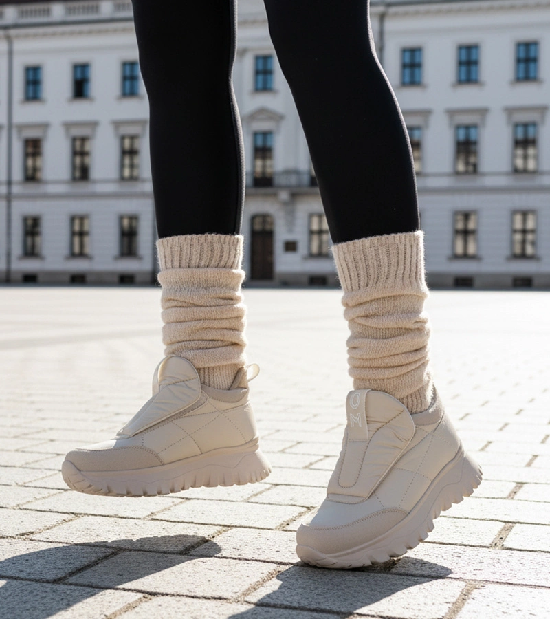 Šedé dámské sněhule na suchý zip Penny