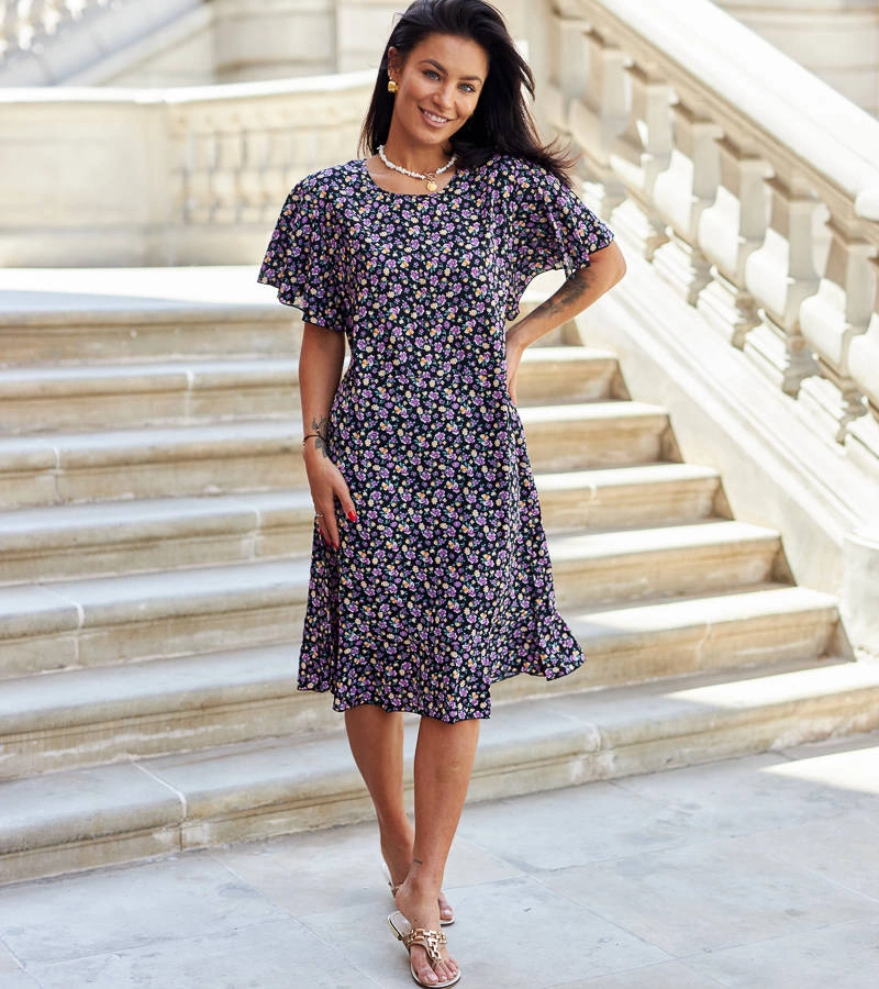 Černé květinové šaty Protasio