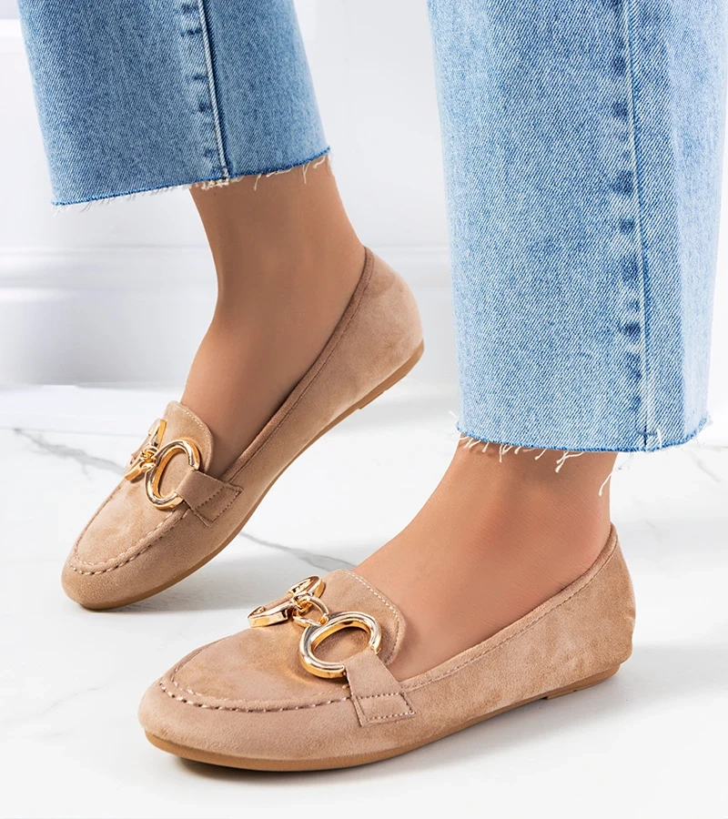 Béžové mokasíny s přezkou Castor