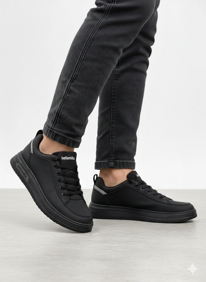 Černé pánské tenisky s elastickými tkaničkami Arthur