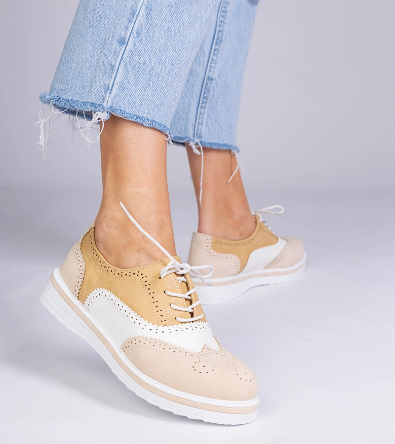 Béžové klasické polobotky oxfordky Toddi