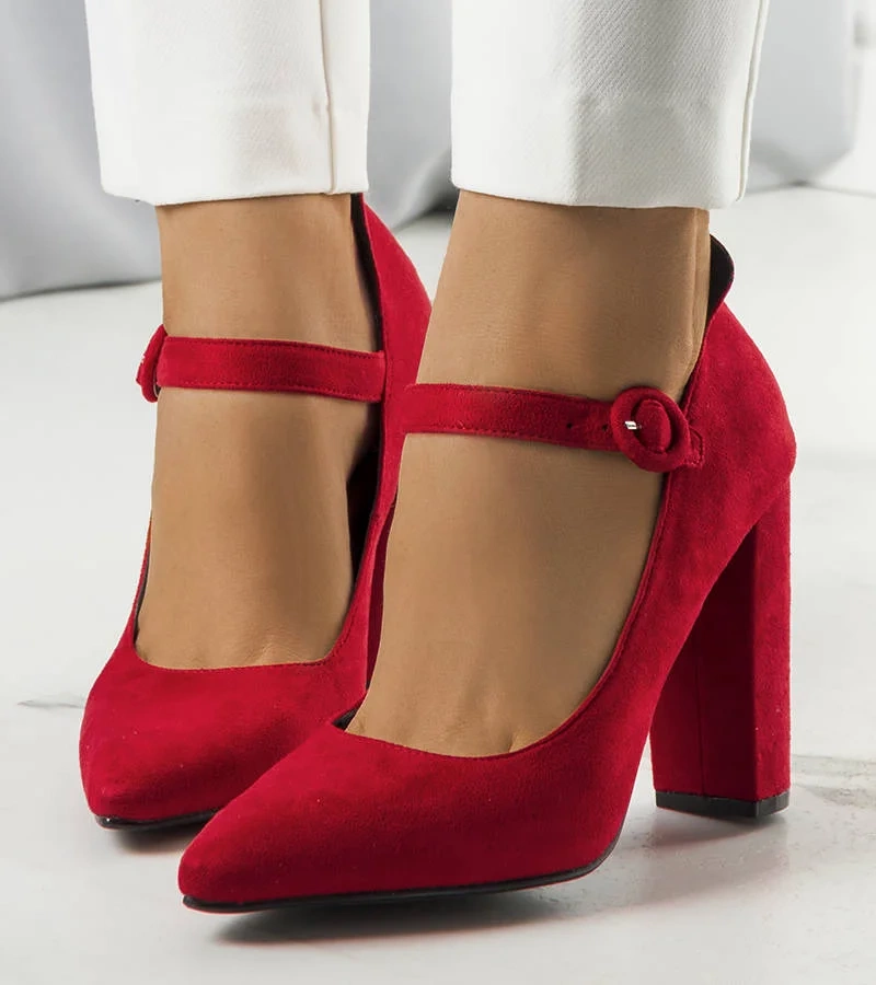 Červené lodičky Kaiser na řemínku