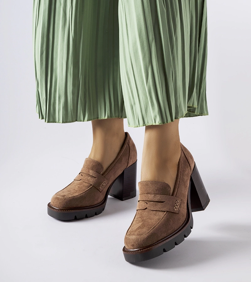 Hnědé lodičky s koženou stélkou Vinceza