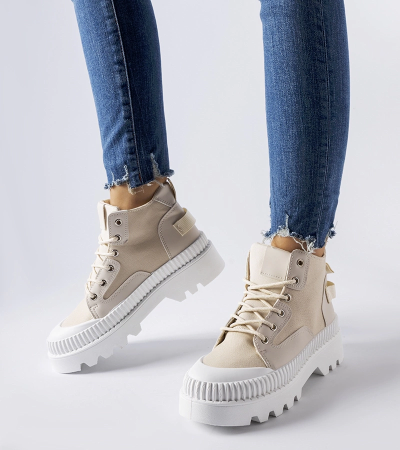 Béžové tenisky na vysoké platformě Grotta