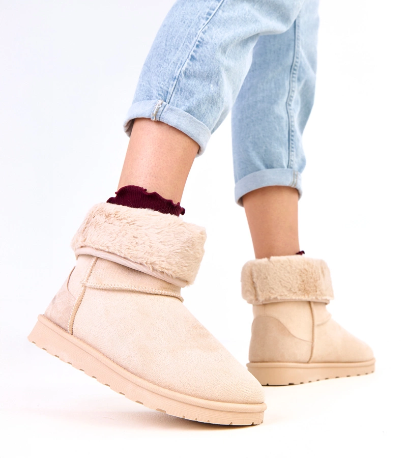 Béžové sněhule s kožešinou na platformě Meggi