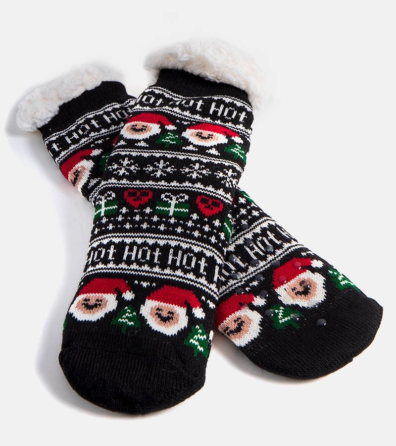 Černé zateplené ponožky se Santa Challou