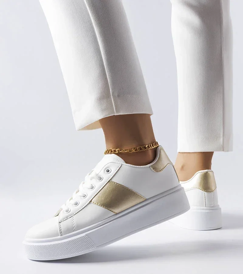 Bílé tenisky se zlatým páskem Aurélie