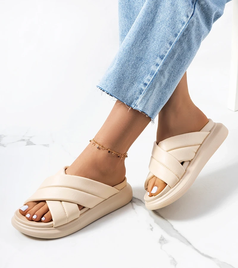 Béžové žabky Allport na platformě