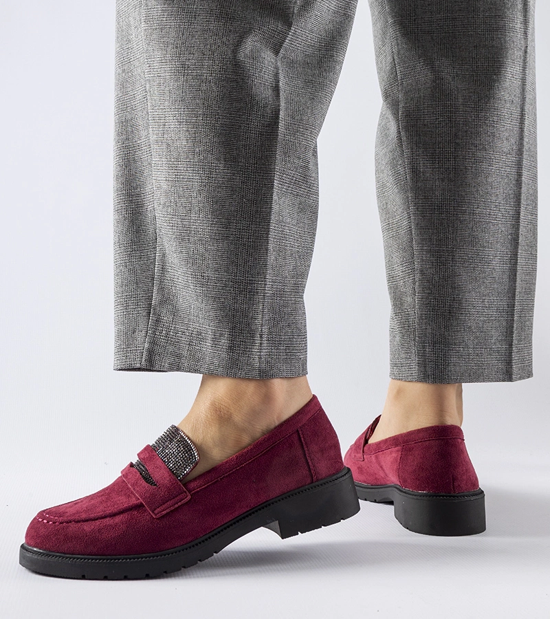 Bordové mokasíny s cyrkonii Ippolito