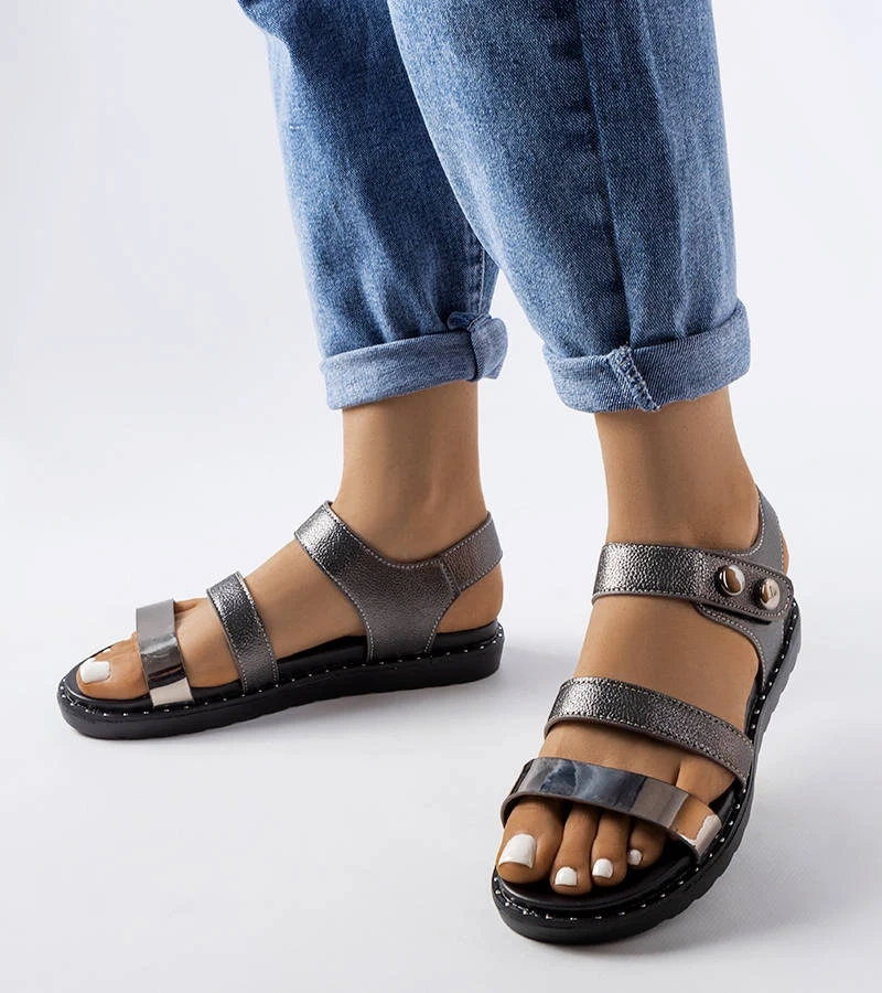 Šedé metalické sandály Lanham