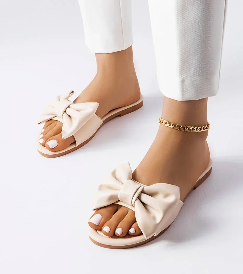 Béžové elegantní žabky s mašlí Garnier