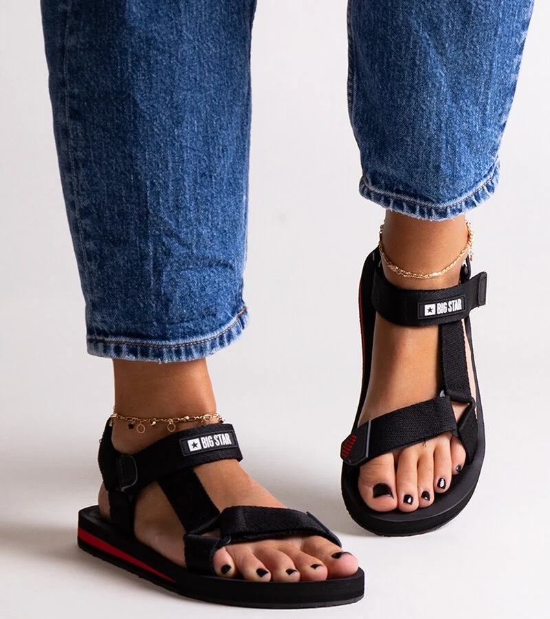 Černé sportovní sandály Big Star DD274A282