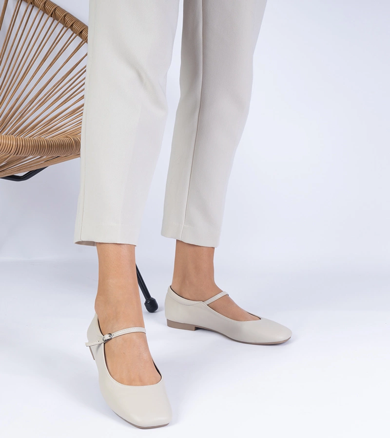 Béžové klasické baleríny z eko kůže Grenada