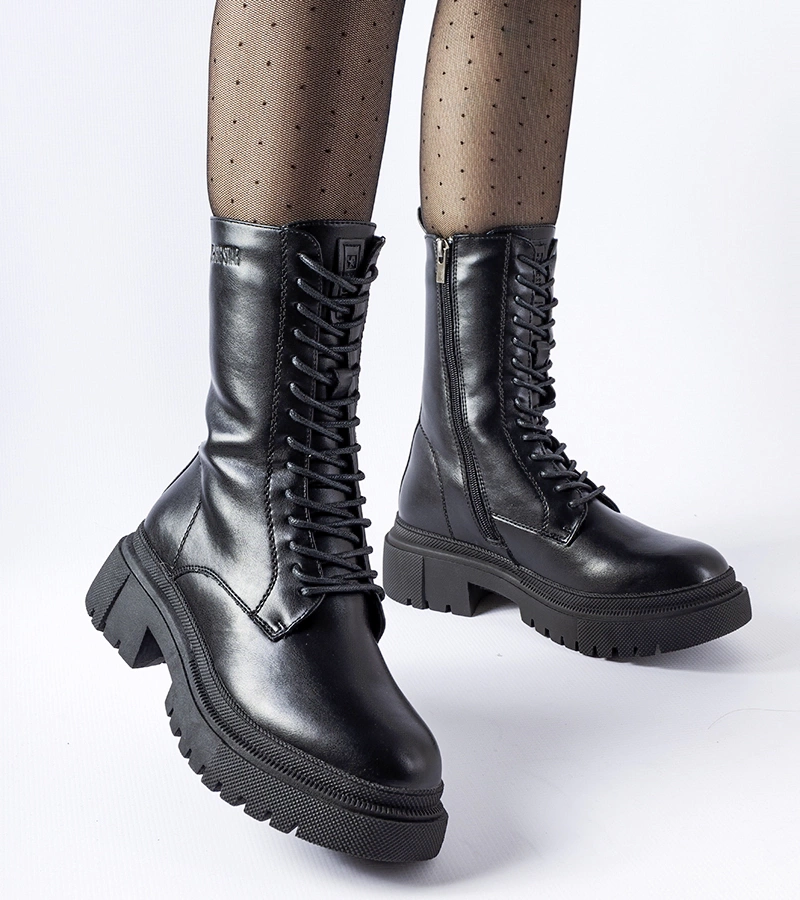 Černé vysoké boty Big Star MM274564