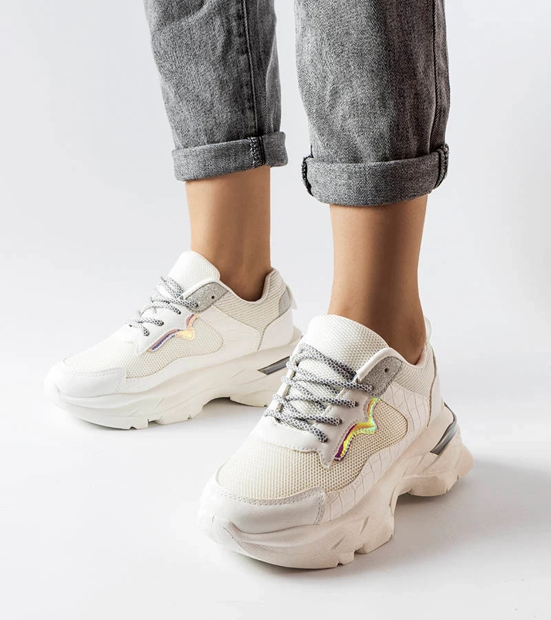 Bílé tenisky zdobené třpytkami Beatrice