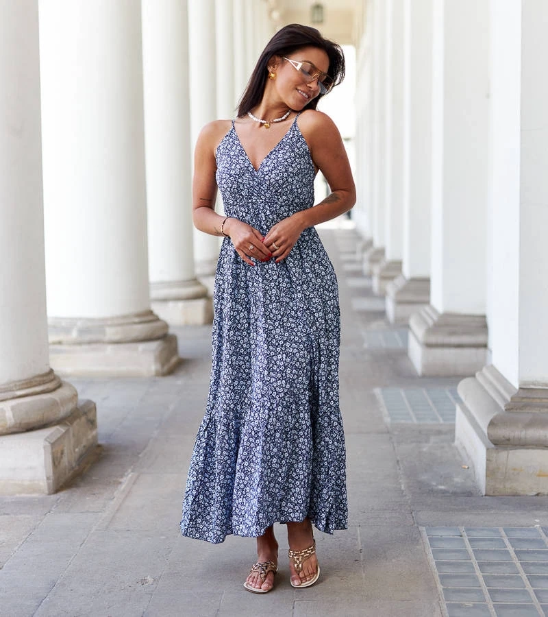 Tmavě modré květinové šaty Mazzaro