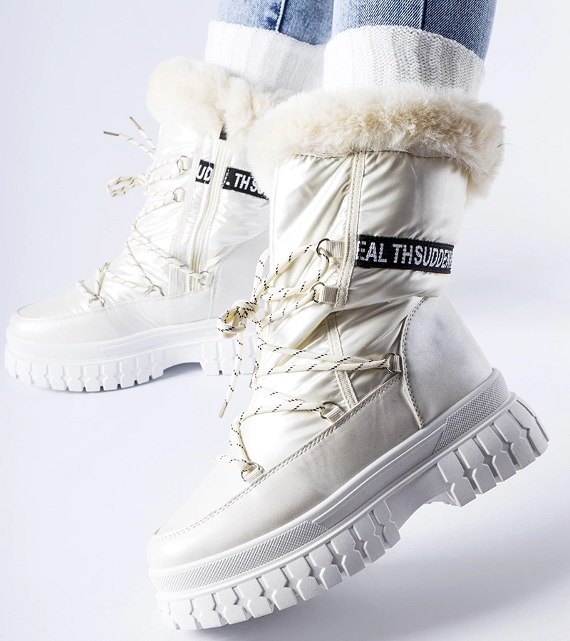 Beige zateplené sněhule s nápisem Giorgio