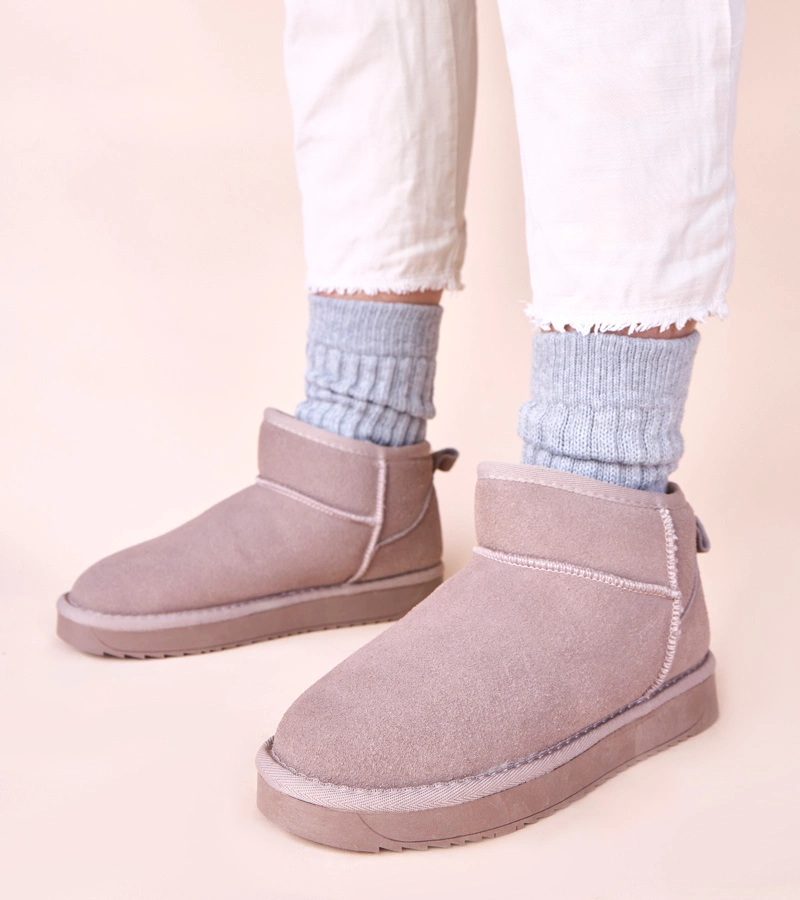 Šedé sněhule z přírodní velurové kůže Besia