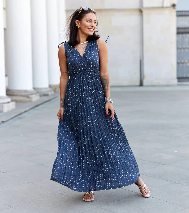 Tmavě modré plisované šaty Spalato