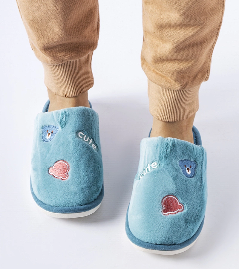 Modré teplé pantofle s medvídky Cute