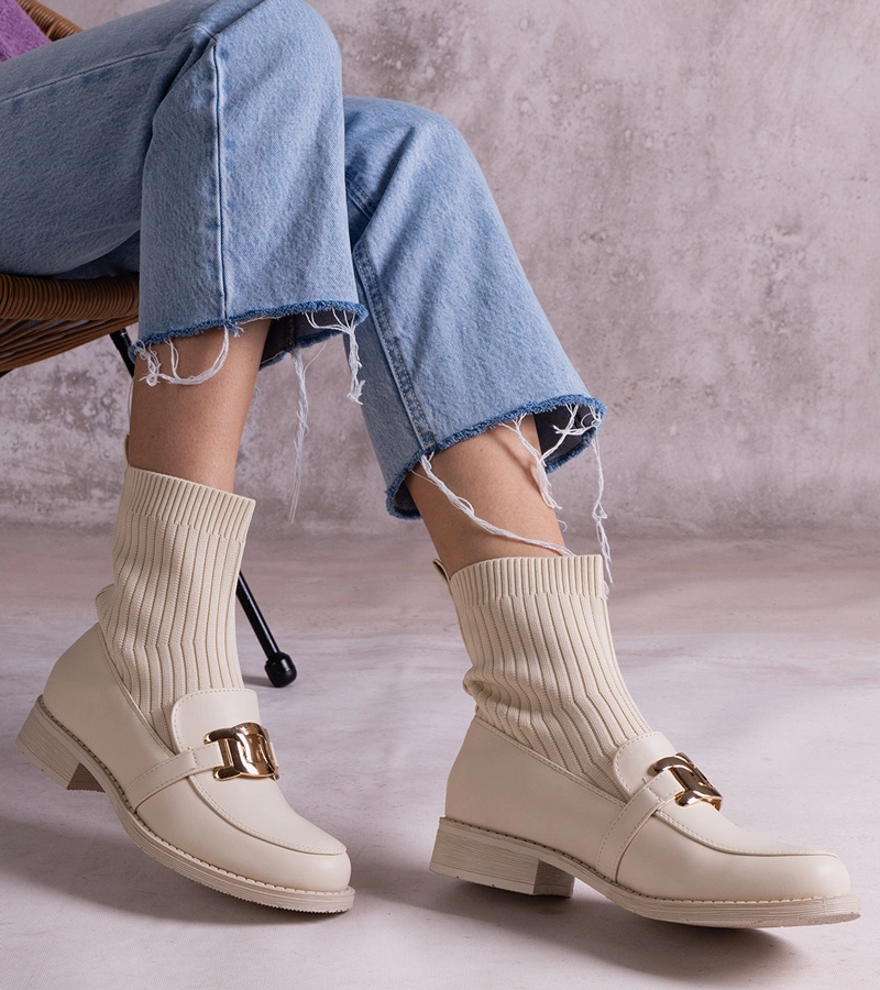 Béžové kotníkové boty s textilním svrškem Kris