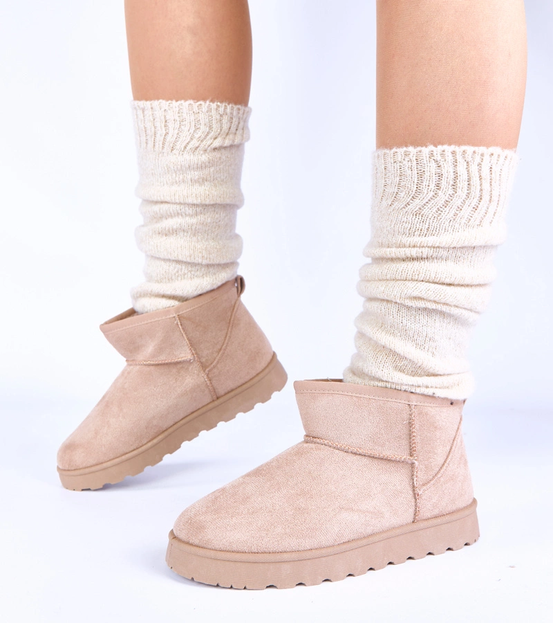 Béžové zateplené sněhule s kožíškem Roelle