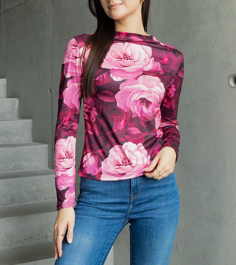 Růžová halenka zdobená potiskem Amaya