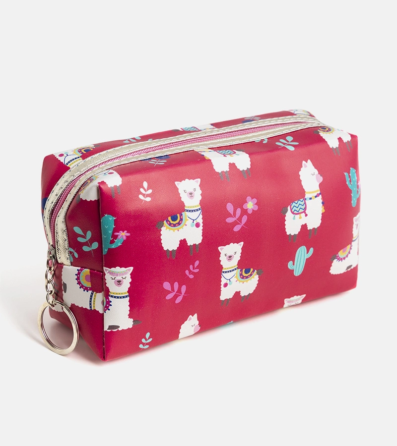 Růžová kosmetická taška Lama