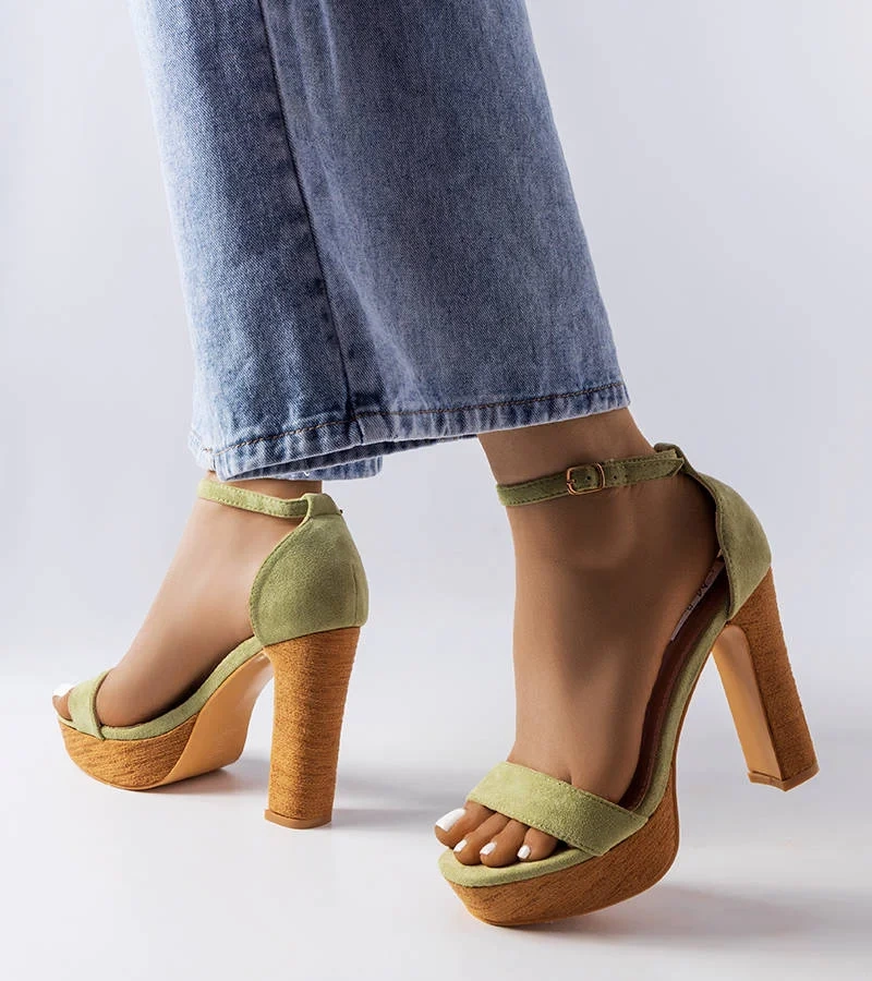 Zelené sandály Selsa na vysokém jehlovém podpatku