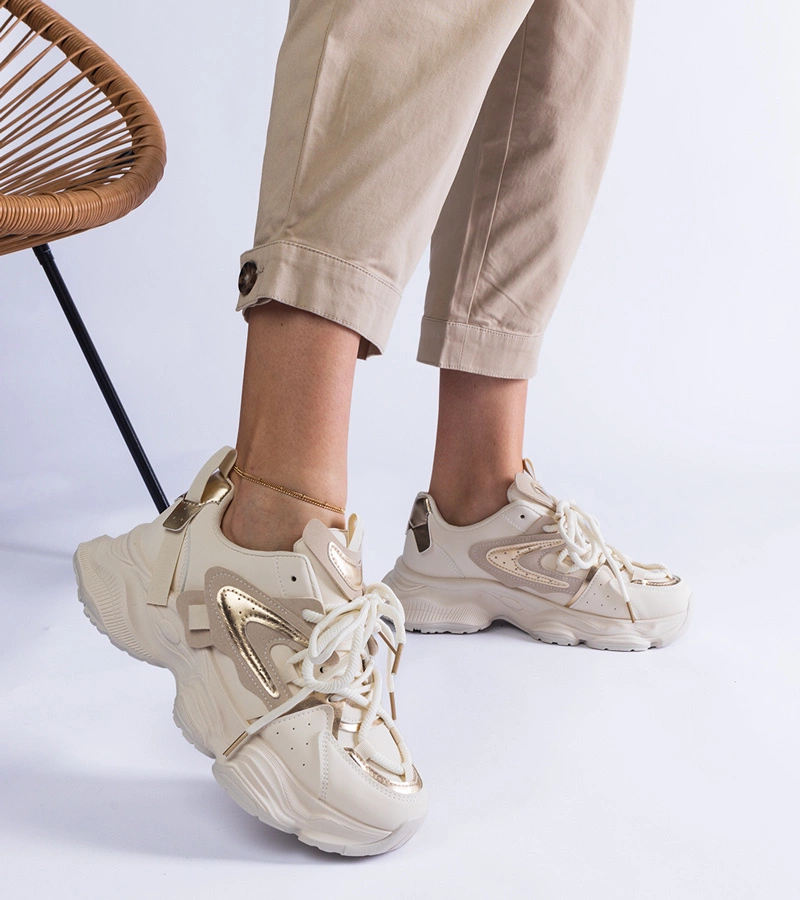 Béžové dámské sportovní tenisky na masivní podrážce Lien