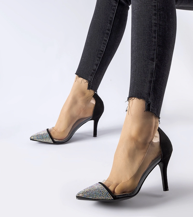 Černé jehličky s cirkonii a prosvitem Laceno