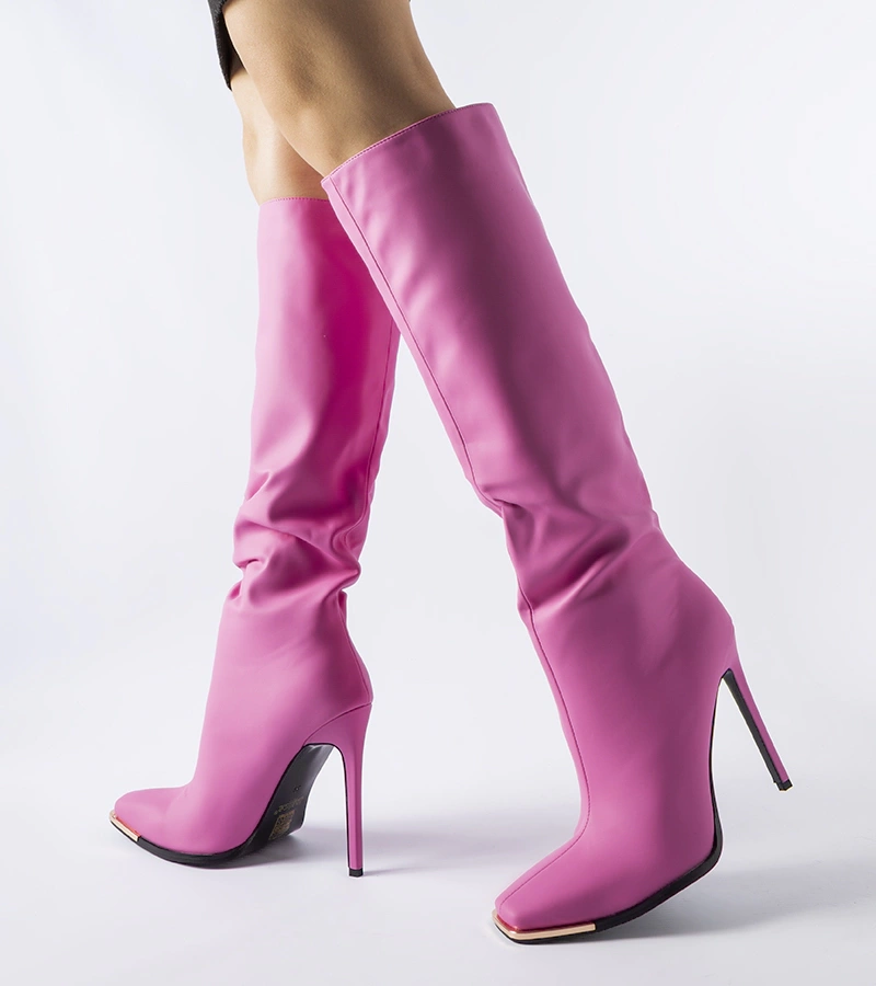 Růžové kozačky na vysokém podpatku Conjunto