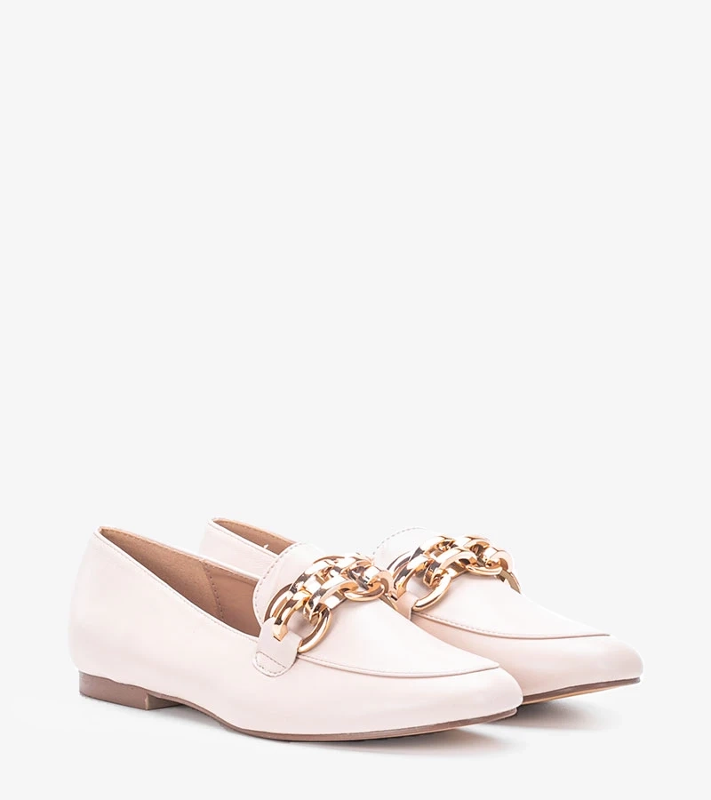 Béžové mokasíny s řetízkem Segarra