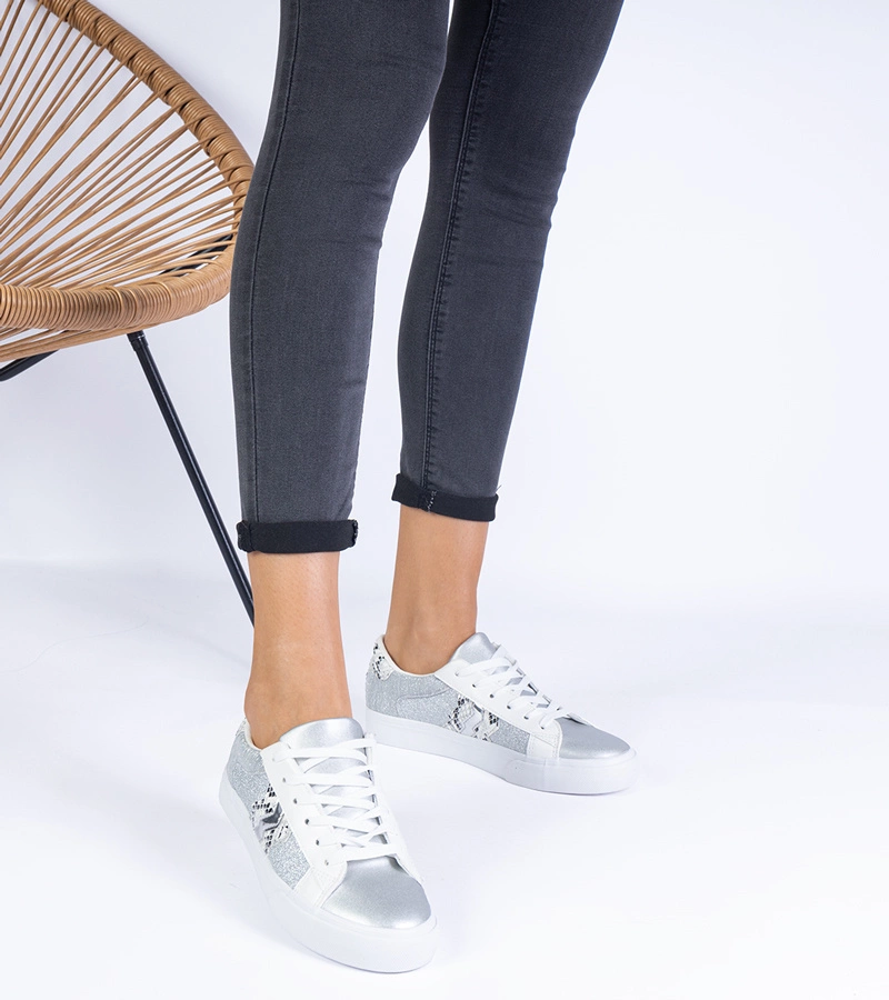 Dámské stříbrné tenisky se zvířecím motivem Walorin