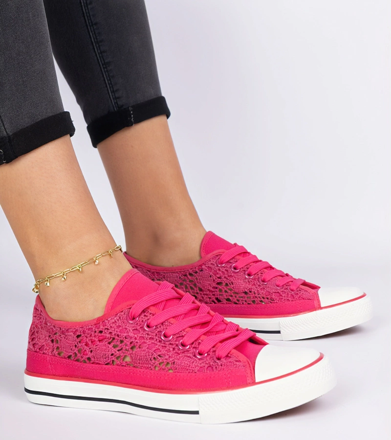 Růžové dámské tenisky s ažurovým vzorem Saha